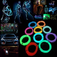 Glow podświetlany przewód kabel Neon LED święta, tańce Party DIY kostiumy odzież świetlisty samochód dekoracja świetlna ubrania piłka Rave 1m/3m/5m 3